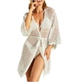 thumbnail image 2 of Leesechin Women's Cover Ups Cardigan Lightweight Hollow Beach Holiday Knit Blouse Crochet Chiffon Shirt Beach Top on Clearance, 2 of 9