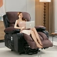 thumbnail image 2 of LEGAHOME Lift Recliner, Electric Power Lift Chair with Heat Therapy and Massage, PU Leather Lift Recliner with Cup Holders, USB Port and Side Pocket, Wide Seat Recliner Sofa for Elderly, Black&Brown, 2 of 12