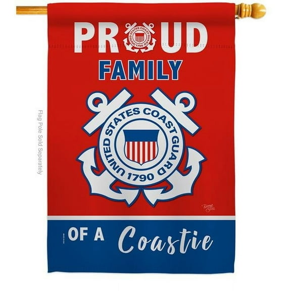 Breeze Decor  Proud Family Coastie House Flag Armed Forces Coast Guard 28 x 40 in. Double-Sided Decorative Vertical Flags for Decoration Banner Garden Yard Gift