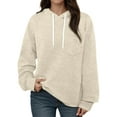 thumbnail image 2 of Plain Hoodies for Women 2025 Long Sleeve Jacquard Knit Casual Loose Hoodie Hooded Sweatshirt Pullover Tops, 2 of 7