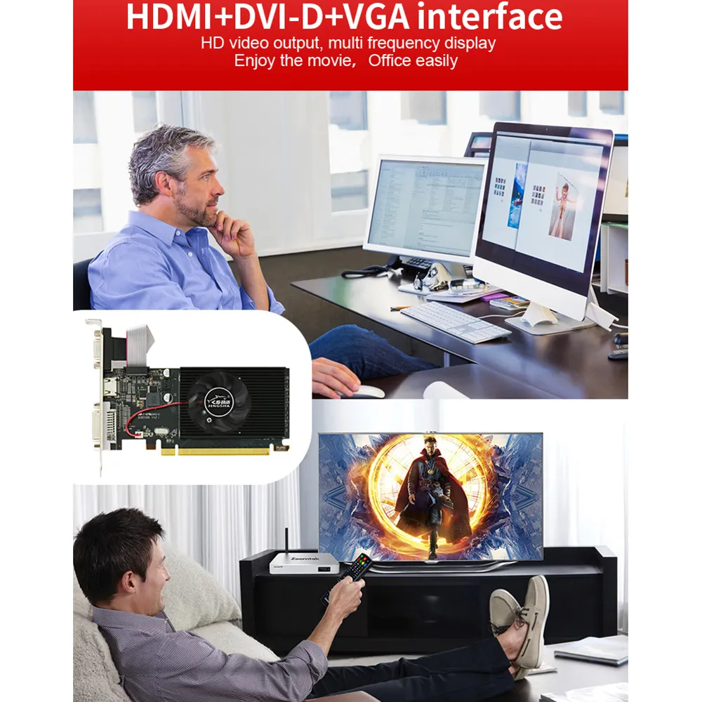 JINGSHA AMD R5 230 Computer Graphics Card, 2G GDDR3, HDMI VGA DVI Video Card ITX SFF Low Profile Ready GPU