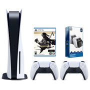 Sony Playstation 5 Disc Version Console with Extra White Controller, Surge Dual Controller Charge Dock and Ghost of Tsushima Director's Cut Bundle