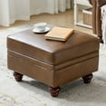 thumbnail image 2 of 27" Square Ottoman Coffee Table Faux Leather Lift Top Storage Footrest Stool Bedroom Living Room Brown, 2 of 7
