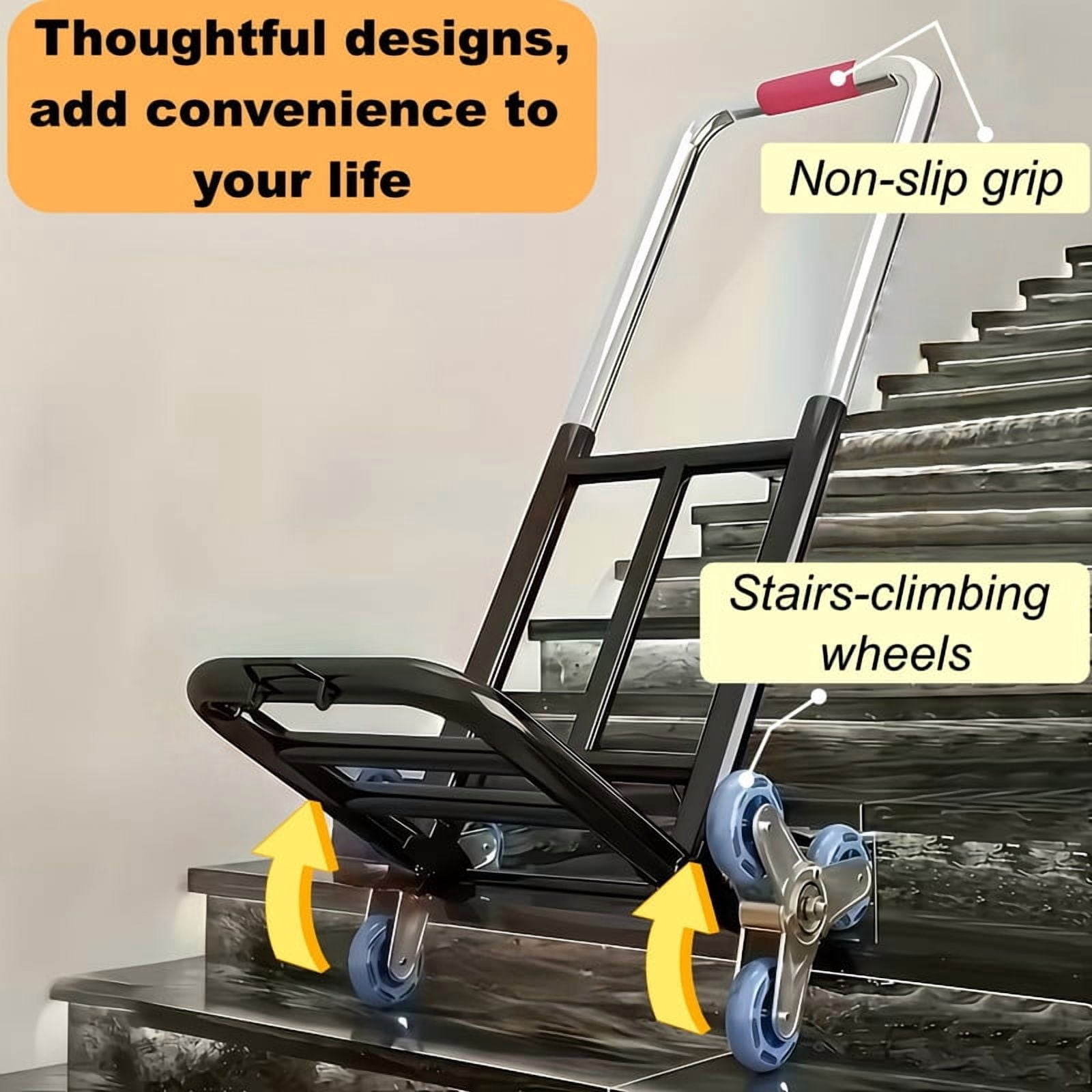 500LBS Capacity Heavy Duty Garden Folding Trolley with Step Crawler Wheels, Stair Climbing Dolly Cart for Warehouse, Shopping