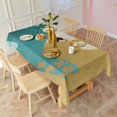 thumbnail image 3 of Teal and Gold Marble Wavy Lines Pattern Rectangle Tablecloth 60"x120",Waterproof Polyester Rectangle Table Cloth, Wipeable Spillproof Polyester Tablecloth for Dining, Camping, Indoor and Outdoor, 3 of 6