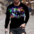 thumbnail image 2 of Hombre Unisex Diario Camiseta 3D Estampado Gráfico Estampados Animal Estampado Manga Larga Tops Casual Bloue Pompotops oipoqjl3895, 2 of 8