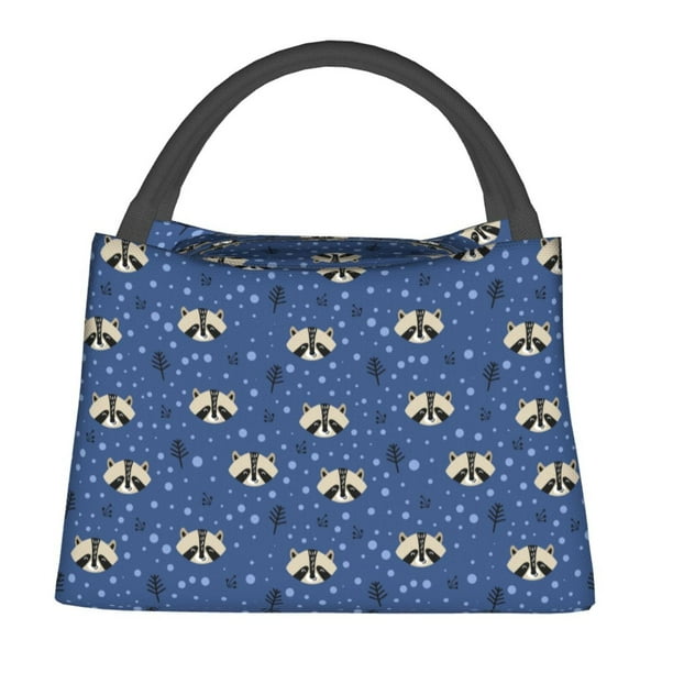Easygdp Raccoon blue point Bolsa de Almuerzo Insulada Reutilizable, Bolsa de Mano y Bandolera para Oficina, Trabajo, Viajes