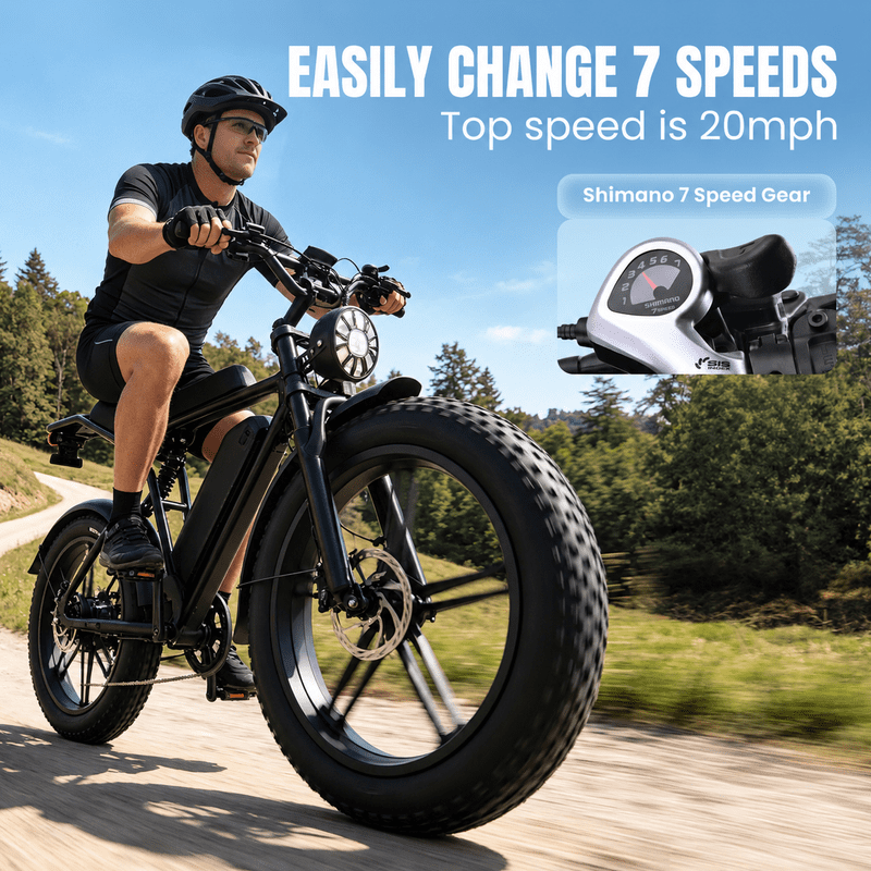 Pescroa Electric Bike for Adults, 750W Motor, 20"x4" Fat Tire, 28MPH Pedal-Assist Mode, E Mountain Bike, 48V/15AH , Tested to UL2849 Standard by SGS