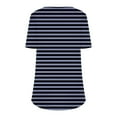 thumbnail image 5 of Summer Homenesgenics Womens Tops under $5 Women's New Short Sleeve Round Neck Pullover Chest Pleated Striped Print Top Blue L, 5 of 5