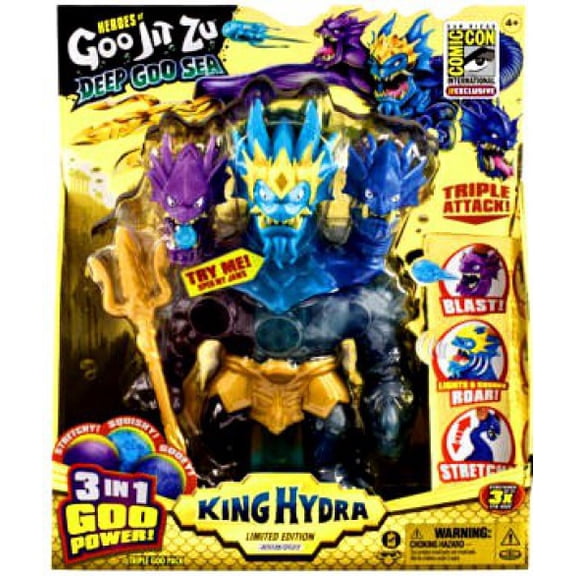 Heroes of Goo Jit Zu Deep Goo Sea King Hydra Action Figure (Triple Attack 3 in 1 Goo Power, Plus Light & Sound!)