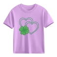 thumbnail image 2 of Cethrio Girls Cotton T-shirts, Graphic Short Sleeve Party Casual St Patrick's Day Tops Purple Size 7-8, 2 of 4