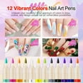 thumbnail image 3 of 12 Colors Nail Art Pens Set, 3D Acrylic Paint Nail Polish Pens for Drawing &Dotting, Quick-Dry Nail Art Markers with Fine Tip, Manicure Design Tools for DIY Nail Art at Home & Salon, 3 of 7