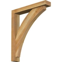 Ekena Millwork 4"W x 22"D x 26"H Thorton Block Rough Sawn Bracket w/ Offset Brace, Western Red Cedar