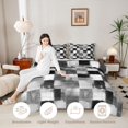 thumbnail image 3 of Homewish Grunge Ombre Checkered Full Size Comforter Sets,Retro Artwork Bedding Comforter Set,Gray White,Light Gray Reversible,3pcs,1 Comforter and 2 Pillowcases, 3 of 7