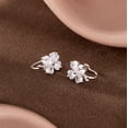 thumbnail image 4 of Solid 925 Sterling Silver Clover Flower Clip On Earrings for Women Teens CZ Flower Ear Cuff Earrings Non Piercing Wraps St. Patricks Day Earrings, 4 of 7