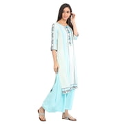 Aqua Blue Round Neck Yarn-dyed Kurta-Large