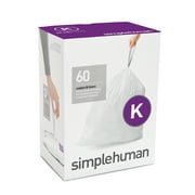 simplehuman Code K Custom Fit Liners / Trash Bags, 35-45 Liter / 9-12 Gallon, White, 60 Count