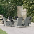 thumbnail image 1 of vidaXL 7 Piece Garden Dining Set Light Grey Poly Rattan, 1 of 5