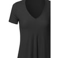 thumbnail image 3 of FashionOutfit Women's Solid Loose Fit Chocker Neck V-neck Cutout Short Sleeve Top, 3 of 3
