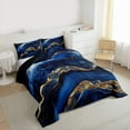 thumbnail image 3 of Feelyou Art Abstract Stripe Bedding Comforter Set for Adult, Chic Marble Ombre Twin Comforter Sets, Watercolor Ink Navy Reversible Bedding Set, Super Cozy Room Decor, 2-Piece, 3 of 8