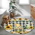 thumbnail image 4 of Spring Gnomes Round Rug 4ft Washable Circle Entryway Rugs Non Slip Botanical Budding Sunflowers Buffalo Plaid Area Rug Indoor Floor Carpet for Bedroom Kitchen Living Room Home Office Dining Room, 4 of 8