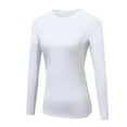 thumbnail image 3 of Women's Compression Shirts Long Sleeve Yoga Baselayer Athletic Running T Shirt Black-white,S, 3 of 6