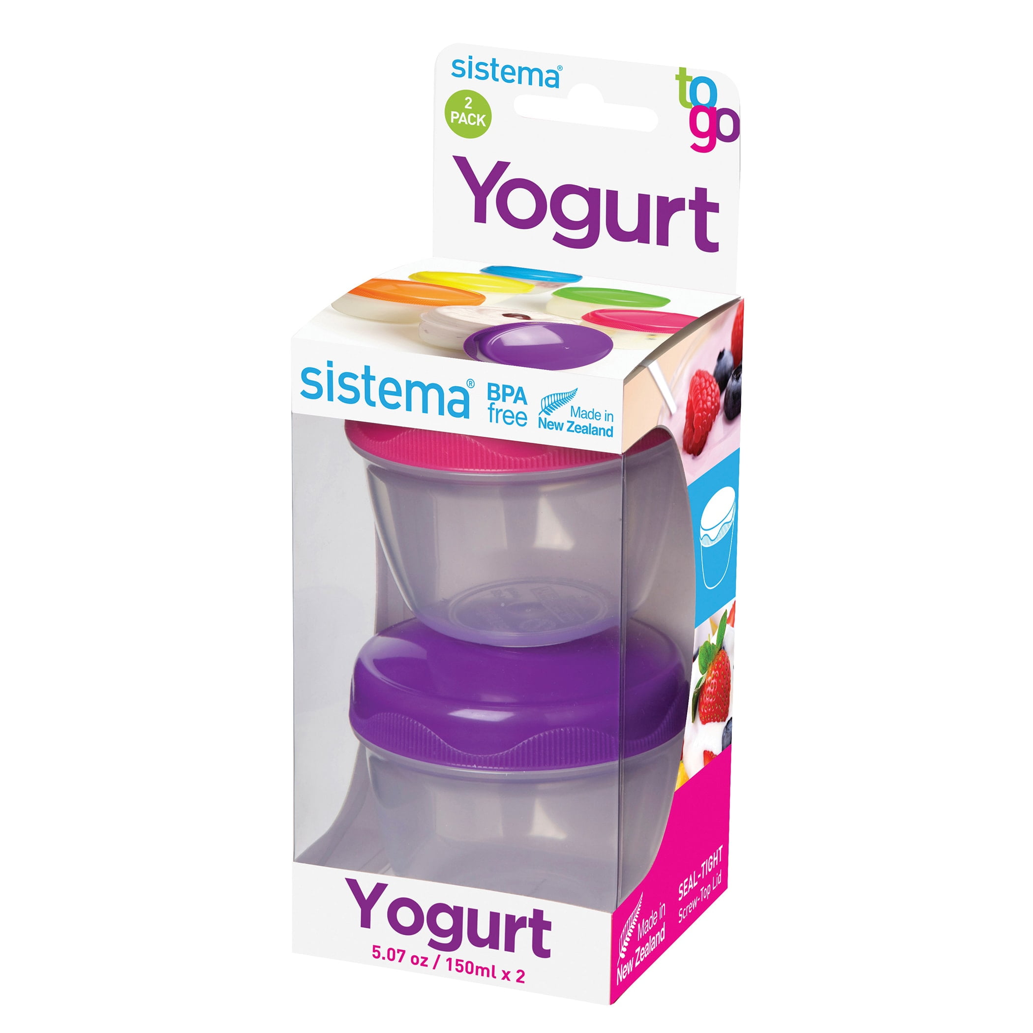 Sistema 21466 Yogurt To Go Assorted Colors 2count