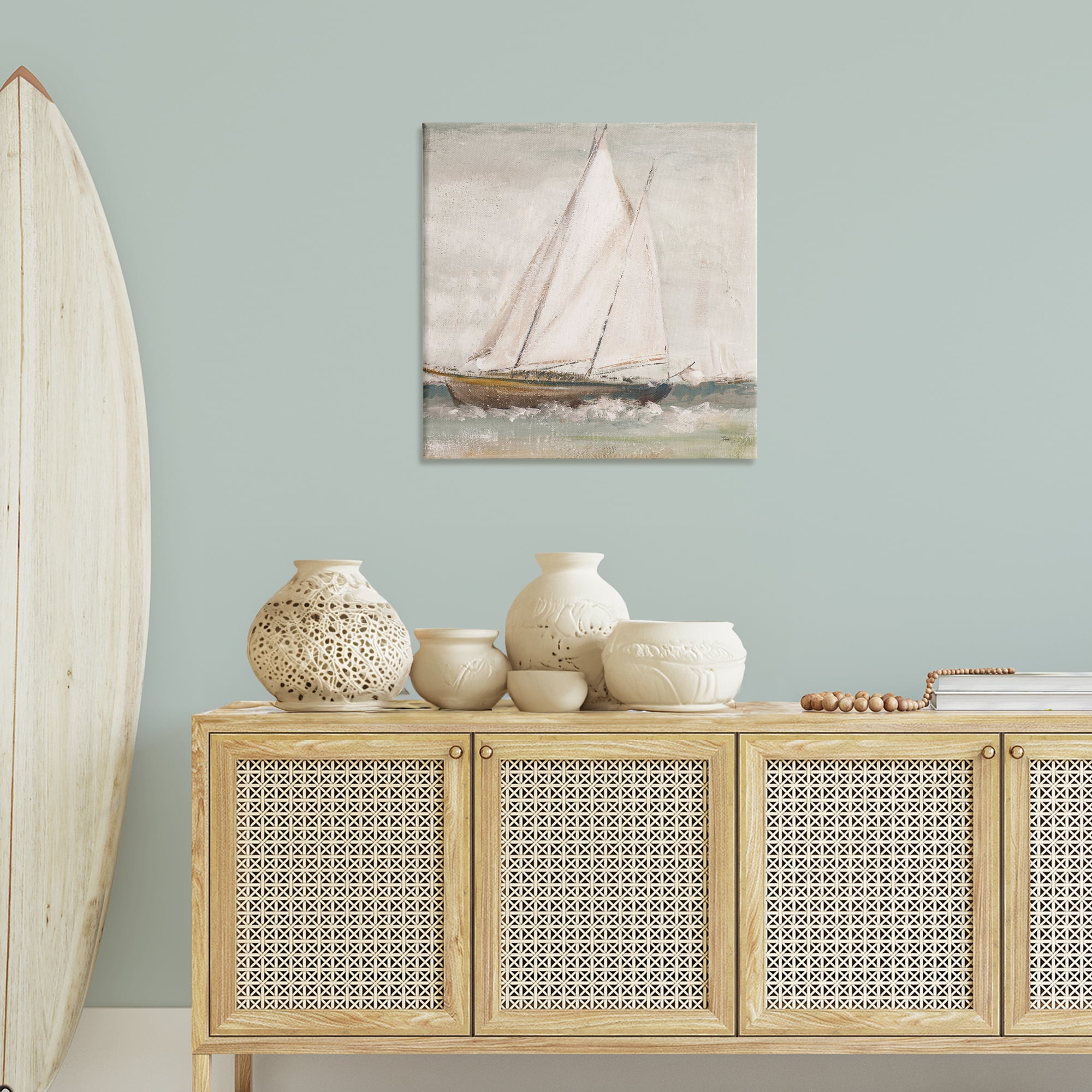 Stupell Industries Traditional Sailboat Splash Transportation Painting Gallery Wrapped Canvas Art Print Wall Art, 30 x 30