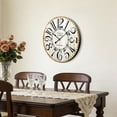 thumbnail image 7 of MODE HOME Large Farmhouse Wall Clocks, 24 Inch French Vintage Wooden Wall Clocks, Battery Operated Silent Wall Clock for Living Room,Kitchen,Bedroom (Brown), 7 of 7