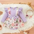 thumbnail image 2 of Gunia Baby Girl Outfit Ribbed Sleeveless Jumpsuit With Bow Detail Flared Hem Cute Bodysuit Outfit Girl Romper Clothes Set 0-18 Months, 2 of 3