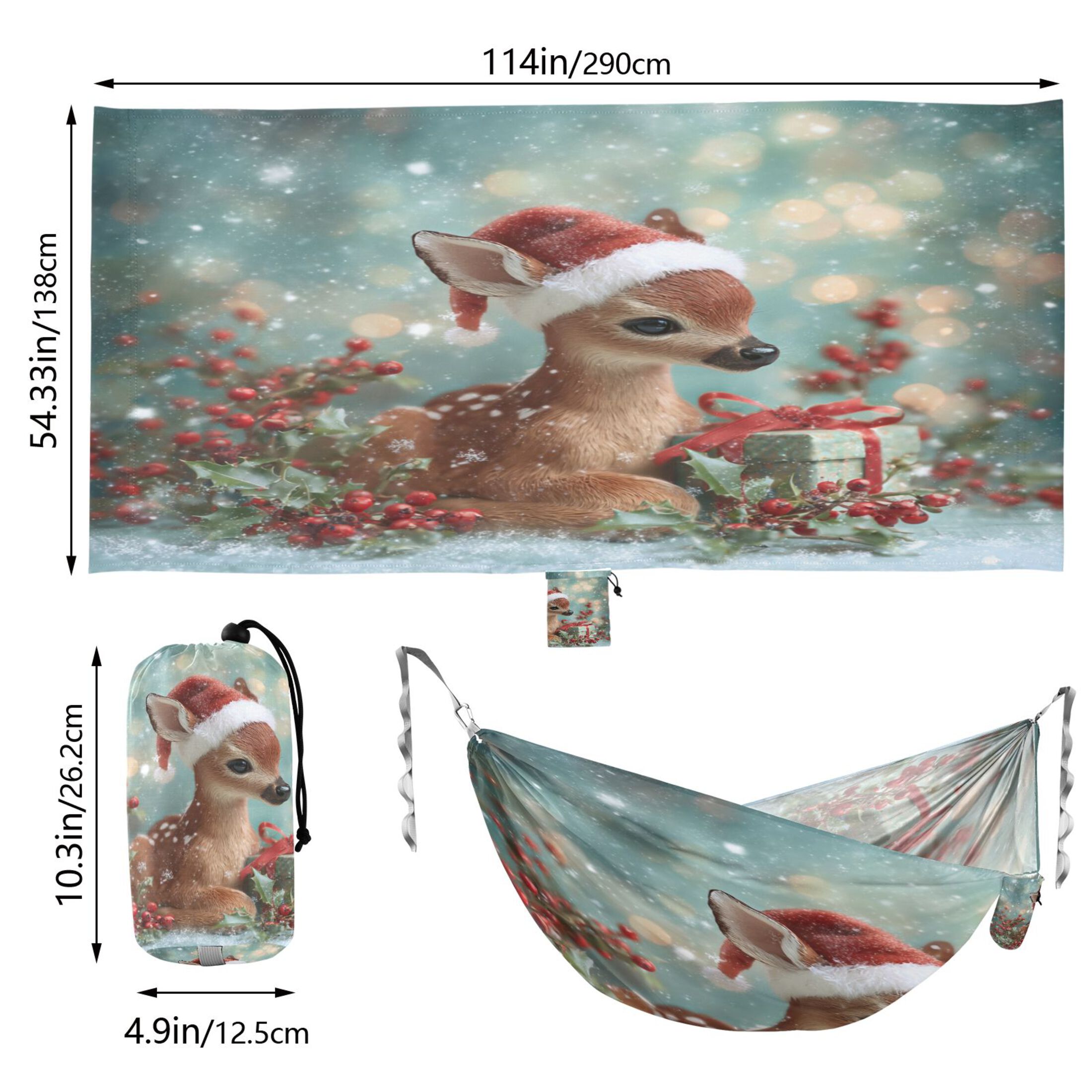 Hammock Camping Hammock Nylon Portable Hammock Travel Camping Hammock Warm Christmas Deer Cartoon