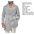 thumbnail image 7 of comerut Men Fall Winter Overcoat Loose Solid Color Thick Long Sleeve Mid Length Double-breasted Turn-down Collar Winproof Warm Pockets Men Coat, 7 of 7