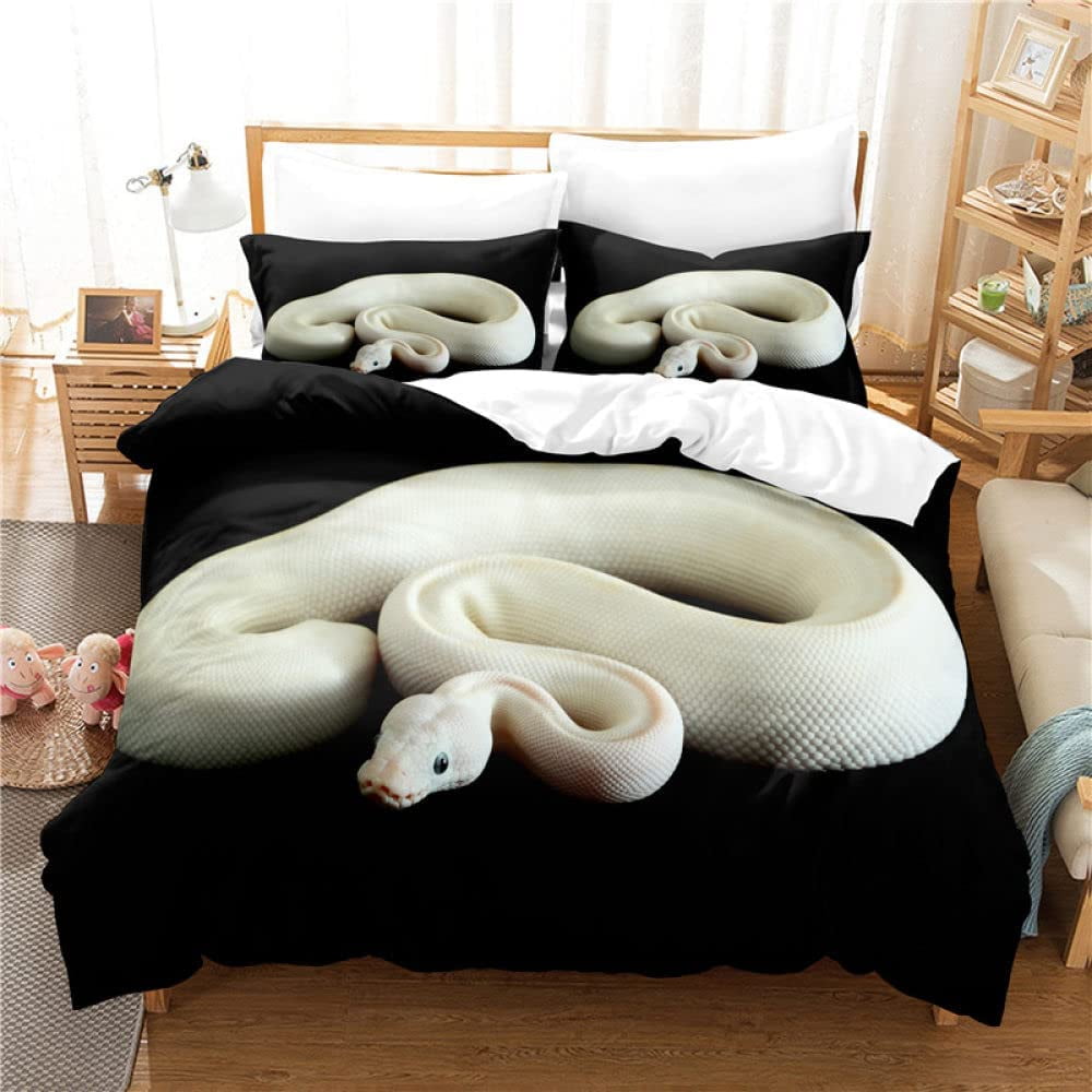 HTBUSC White Python Print Bedding Set Invertebrates Comforter Set