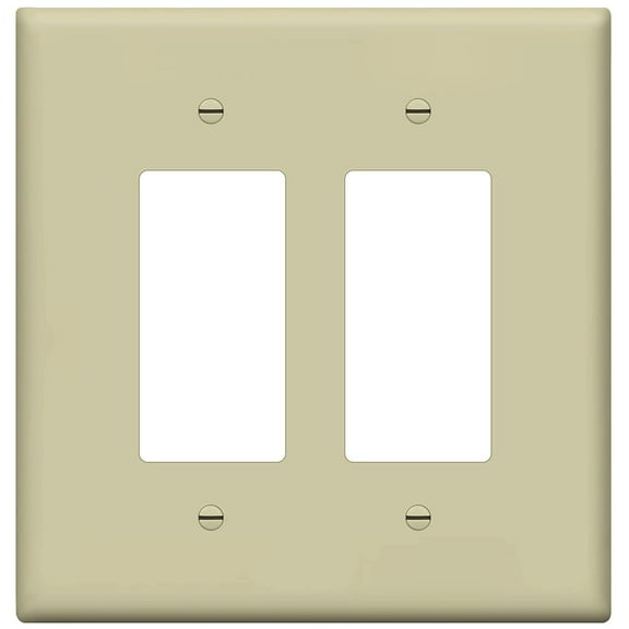 ENERLITES Double Decorator Switch Cover, Two Gang Outlet Wall Plate, Gloss Finish, Oversized 2-Gang, Unbreakable Polycarbonate Thermoplastic, UL Listed, 8832O-I, Ivory