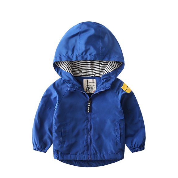 YTDSCS Toddler Kids Boys Trench Coat Hooded Raincoat Baby Cartoon Zip Jacket Thickened Kids Fall Winter Windbreaker Outerwear for Boys Size 2-7T