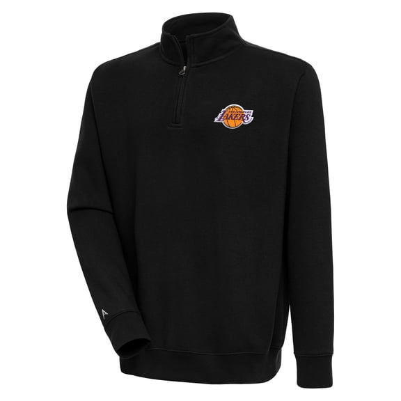 Men's Antigua  Black Los Angeles Lakers Victory Quarter-Zip Pullover Top