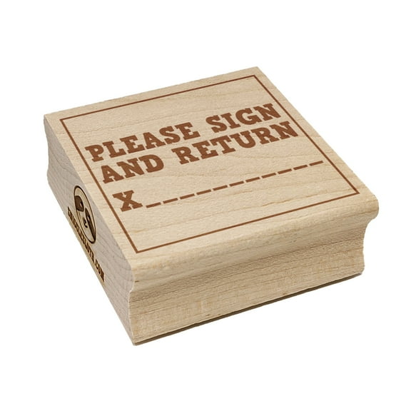 Please Sign and Return with Signature Line Teachers Square Rubber Stamp Stamping Scrapbooking Crafting - Small 1.25in