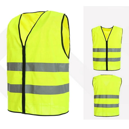 120046L-2 Reflective Safety Vest High Visibility Safety Vest Bright Neon Color Breathable Vest with 2-inch Reflective Strips for Construction sanitation Worker Roadside Emergency L Size Fluorescent
