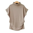 thumbnail image 1 of Blouse Décontractée en Coton à Manches Courtes Col Roulé pour Femmes, T-shirt Grande Taille, 1 of 2