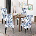 thumbnail image 2 of Printed Dining Room Chair Covers Set of 6, Stretch Kitchen Chair Covers Washable Parsons Chair Slipcover Removable Dining Chair Protectors for Hotel,Ceremony(Blue/White), 2 of 6