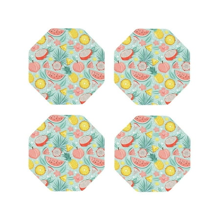 

Tideii Bright Peach for Leather Coasters 4 Pieces Anti-fouling and Anti-scalding Decorative Coasters Suitable for Restaurants Kitchens Coffee Shops-Octagon