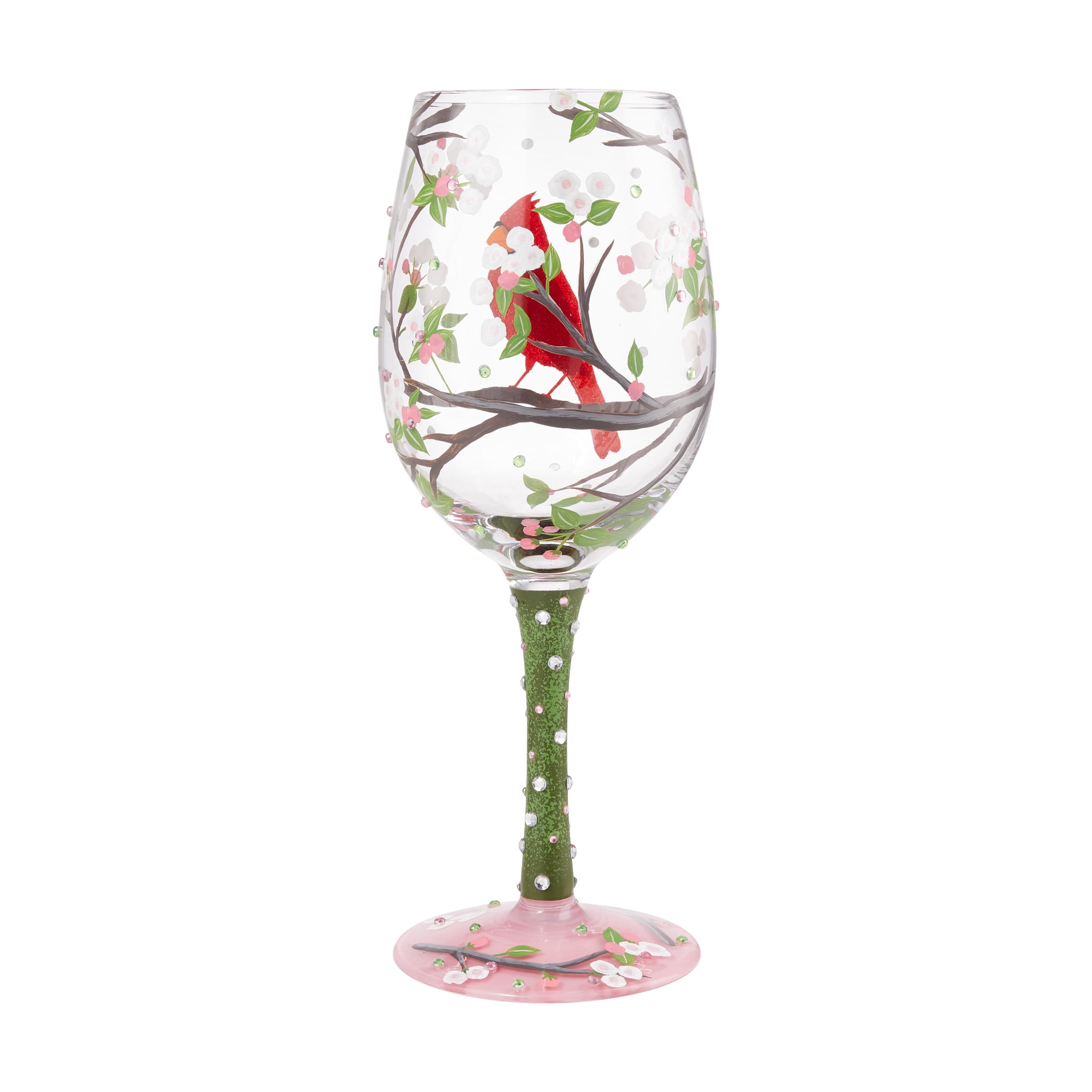 Lolita Cardinal Beauty Hand Painted Multicolor Wine Glass 15fl oz