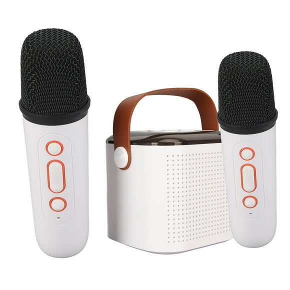 Portable RGB Speaker Microphones Set, 5200mAh BT 5.3 Rechargeable PA System, Mini Karaoke Machine with 2 Wire less Mic for Birthday Home Party