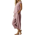 thumbnail image 6 of Plus Size Womens Sleepwear Set Short Sleeve Top With 3/4 Length Pants Comfortable Home Loungewear, 6 of 9