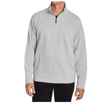 Lands' End Men's Medium Grey Heather Ribbed Quarter Zip