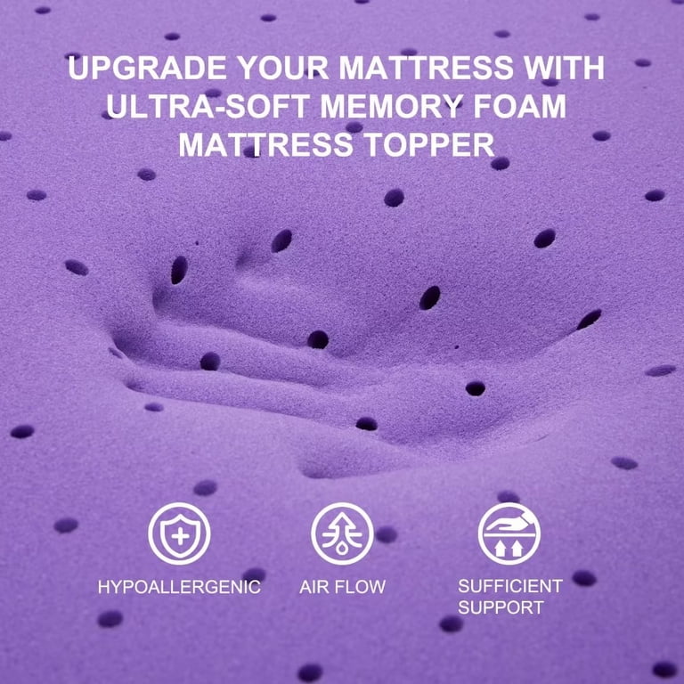 Bdeus 2 Inch Gel Memory Foam Mattress Topper, Twin, Purple photo 4