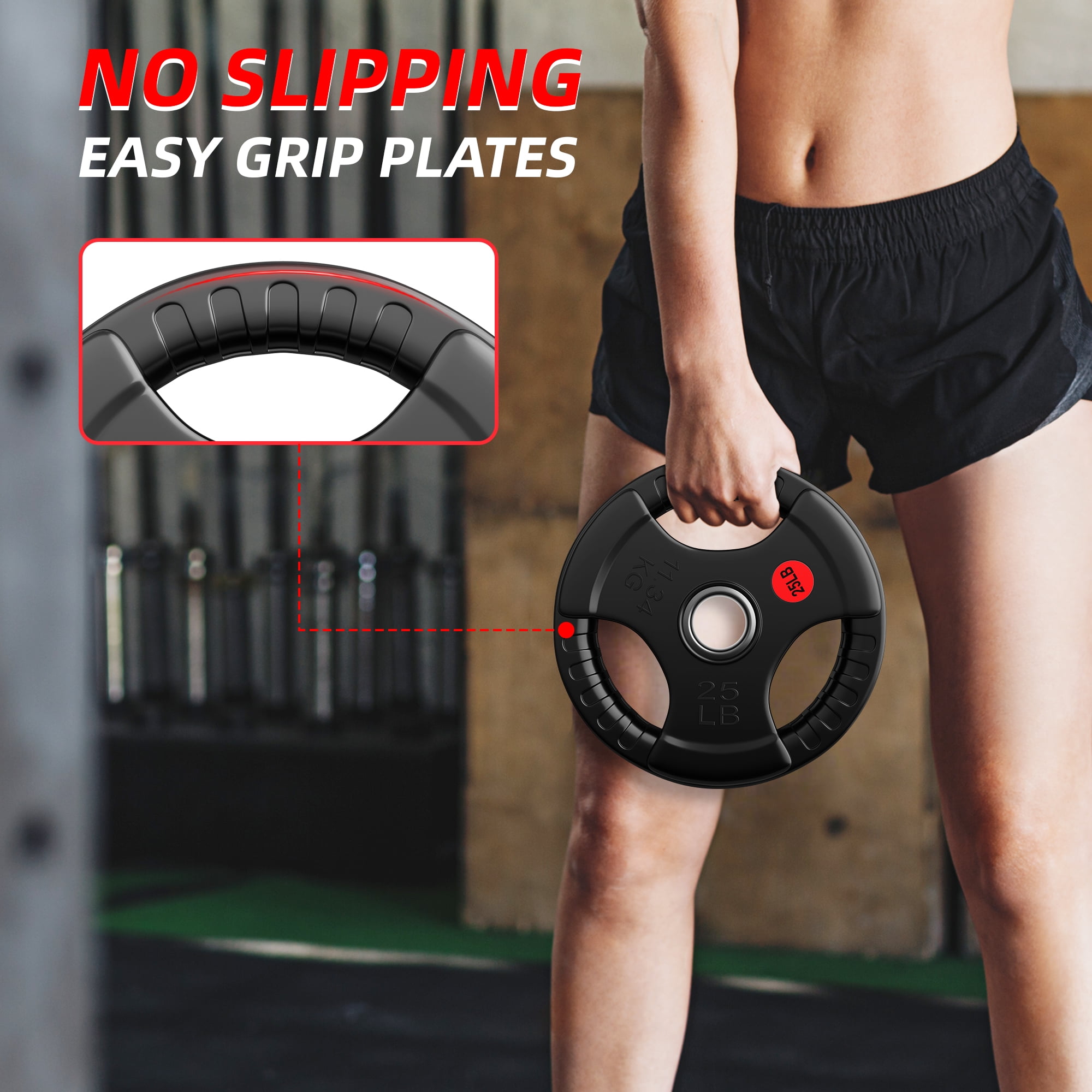 FlexWave 2-Inch Olympic Cast Iron Weight Plates，Multiple Sizes & Set Options, for Strength Training & Weightlifting