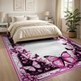 thumbnail image 3 of ODIKA 8'x10' Washable Area Rug Gothic Vintage Moth Butterfly Ornate Filigree Damask Border Shaped for King Size Bedroom Under Bed, Master Suite, Non-Shedding, Easy Care, 3 of 7