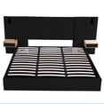 thumbnail image 3 of Aukfa King Size Upholstered Bed Frame with Drawers and LED Lights, Hydraulic Platform Bed with USB Port & Oversize Wingback Headboard, Black, 3 of 8