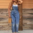 thumbnail image 3 of Womens Casual Baggy Denim Jean Overalls Loose Bib Dungarees Harem Romper Jumpsuit Cropped Pants with Pocket Casual Wide Leg Overall Playsuits, 3 of 4